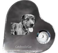 Chien léopard de Catahoula - horloge en cristal avec photo du chien, étagères en forme de cœur avec horloge, horloge sur pied personnalisée de la marque Art-Dog
