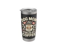Chien Maman Fueled By Coffee Cute Puppy Gobelet isotherme en acier inoxydable double paroi