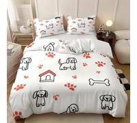 Chien Peint Housse de Couette 160x200 Parures de Lit 1 Personne Imprimé 3D Microfibre Douce Garçons et Filles Housses Couette avec 2 Taies d'oreiller et Fermeture Éclair k.4113