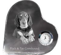 Chien raton laveur noir I - horloge en cristal avec photo de chien, étagères en forme de cœur avec horloge, horloge sur pied personnalisée de la marque Art-Dog