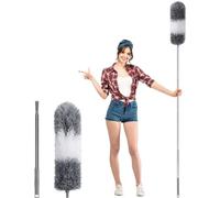 Chiffon à poussière avec manche télescopique de 250 cm, flexible, en microfibre, lavable