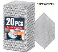 Chiffon de nettoyage en fil d'acier épais, 20 à 5 pièces, anti-rayures, Double couche, maille en microfibre de fer, Pot de lavage de vaisselle, chiffons, serviette de cuisine 5pcs