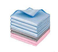 Chiffon de nettoyage en microfibre épais 40 x 40 cm non pelucheux | Huit pièces par paquet, design réutilisable, rincer pour nettoyer, couleurs rose, bleu gris, utilisation durable