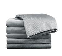 Chiffon vitre sans trace 6 pcs microfibre 40x40 cm multi-usage Gris | Chiffon microfibre ultra absorbant sans peluches, idéal vitres, cuisine et voiture, lavable et réutilisable