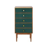 Chiffonier 5 tiroirs vert et métal doré 52x100x37cm Vert