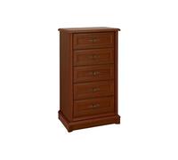 Chiffonier Commode meuble de rangement à 5 tiroirs, couleur châtaigne - Longueur 61,5 x Profondeur 45 x Hauteur 108,5 cm - -