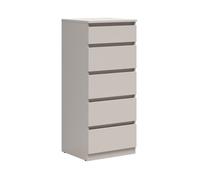Chiffonier de 5 tiroirs commode meuble de rangement coloris Beige - Longueur 50 x Profondeur 45 x Hauteur 115 cm