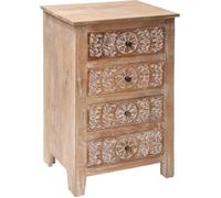 Chiffonnier 4 tiroirs bois de manguier coloris marron - Longueur 50 x Profondeur 40 x Hauteur 80,5 cm