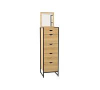 IDMarket – Chiffonnier Detroit 5 tiroirs 40 cm avec miroir Meuble d'entrée design industriel