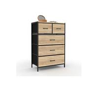 IDMARKET Chiffonnier 5 tiroirs en tissu UTAH 60 cm commode semainier design industriel