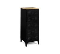 IDMarket Chiffonnier ESTER 5 tiroirs 40 cm métal noir plateau façon hêtre design industriel