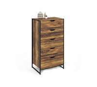 IDMarket – Chiffonnier Hawkins 5 tiroirs 60 cm Bois foncé Design industriel