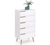 Chiffonnier 5 tiroirs HELSINKI 60 cm scandinave blanc commode semainier Blanc G