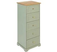 Atmosphera - Chiffonnier Mohea 5 Tiroirs Vert Céladon et Bois, L 45 x H 113 cm - Meuble de Rangement pour Chambre, Salon, Entrée