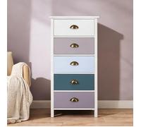 Chiffonnier 5 tiroirs multicolore en MDF 45x30x95,4 cm, style classique poignées - Multicolore MDF 17.72 x 11.81 x 37.56 cm Ref