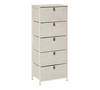Meuble de Rangement 5 Tiroirs Tissa 114cm Beige