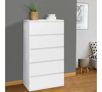 IDMarket - Chiffonnier 5 tiroirs TOMI 60 cm Commode semainier Bois Blanc