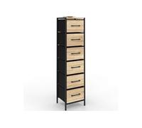 Chiffonnier 6 tiroirs UTAH - Bois et métal noir - Design industriel - 30x30x120 cm