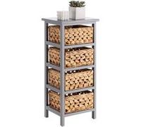 Chiffonnier ARBO en bois de paulownia gris, 4 paniers en jacinthe d'eau Gris G