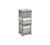 Chiffonnier bois 1 tiroir 2 paniers gris