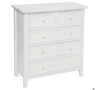 Atmosphera - Commode Charme Blanche, 5 Tiroirs - L 72 x P 34 x H 81 cm, Style Romantique - Meuble de Rangement pour Chambre, Couloir, Entrée