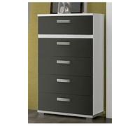 Chiffonnier /commode coloris blanc/graphite- Longueur 60 x Profondeur 39.6 x Hauteur 109.4 cm --