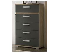Chiffonnier / commode coloris chene cambrian/graphite- Longueur 60 x Profondeur 39.6 x Hauteur 109.4 cm --