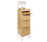 Chiffonnier en bambou Levia 3 tiroirs - Bambou et Blanc