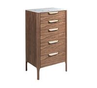 Chiffonnier en noyer avec plateau en verre imitation marbre