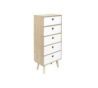 Chiffonnier Enfant "Star" 91cm Blanc & Beige