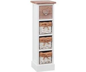 Chiffonnier FLOWER H 70 cm en bois massif 1 tiroir et 3 paniers Blanc/Brun G
