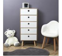 Chiffonnier - HOME DECO KIDS - Like a Star - Pratique - Esthétique - Blanc et beige