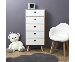 Chiffonnier - HOME DECO KIDS - Like a Star - Pratique - Esthétique - Blanc et beige
