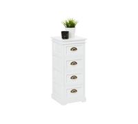 Chiffonnier LANDHAUS commode 4 tiroirs en bois de paulownia style shabby chic vintage classique blanc