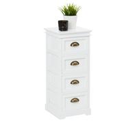 Chiffonnier LANDHAUS commode 4 tiroirs en bois de paulownia style shabby chic vintage classique blanc