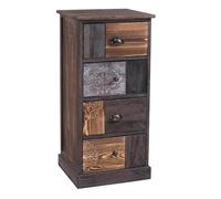 Chiffonnier MARA avec 4 tiroirs, commode en bois de paulownia style vintage ethnique bohême avec gravures