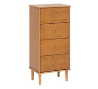 Chiffonnier, meuble de rangement avec 4 tiroirs en bois coloris Marron - Longueur 50 x Profondeur 35 x Hauteur 107,5 cm