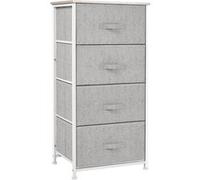 Chiffonnier meuble de rangement dim. 45L x 30l x 92H cm 4 tiroirs non-tissés gris structure métal blanc plateau MDF bois clair Gris G