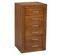 Chiffonnier Meuble de rangement en pin massif coloris cerisier - Longueur 50 x Profondeur 40 x Hauteur 102 cm