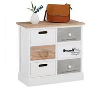 Chiffonnier SALVA avec 3x2 tiroirs, en bois blanc et brun Blanc, Brun, Gris G
