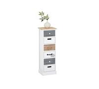 Chiffonnier SALVA avec 6 tiroirs, en bois blanc brun et gris