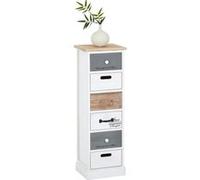 Chiffonnier SALVA avec 6 tiroirs, en bois blanc brun et gris Blanc G