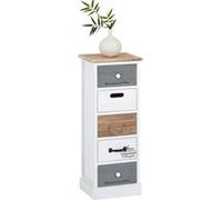 Chiffonnier SALVA H 77 cm en bois massif - Blanc, gris et brun Blanc G