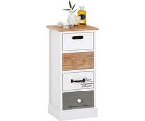 Chiffonnier SALVA H 77 cm en bois massif - Blanc, gris et brun Blanc G