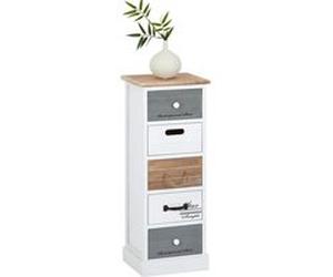 Chiffonnier SALVA H 77 cm en bois massif - Blanc, gris et brun Blanc G