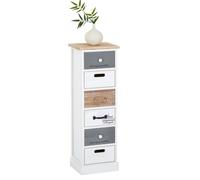 Chiffonnier SALVA petite commode avec 6 tiroirs en bois de paulownia style shabby chic vintage rustique blanc