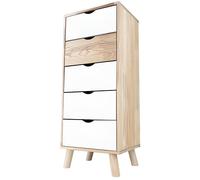 Chiffonnier Scandinave ABC MEUBLES - 5 tiroirs - Bois massif - Blanc