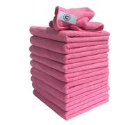 Chiffons En Microfibre Rose Housewares Pour Ménage - Lot De 10 - 40x40 Cm | Torchon Cuisine Microfibre | Voiture Et Vitres | Serviettes Absorbantes | Chiffons Nettoyage Professionne