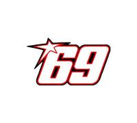 Chiffre 69 blanc - autocollant sticker tunning moto gp - Taille : 4 cm