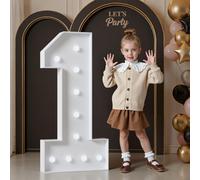 Chiffre lumineux "1", 122 cm, en mousse, guirlande lumineuse LED, décoration pour fêtes